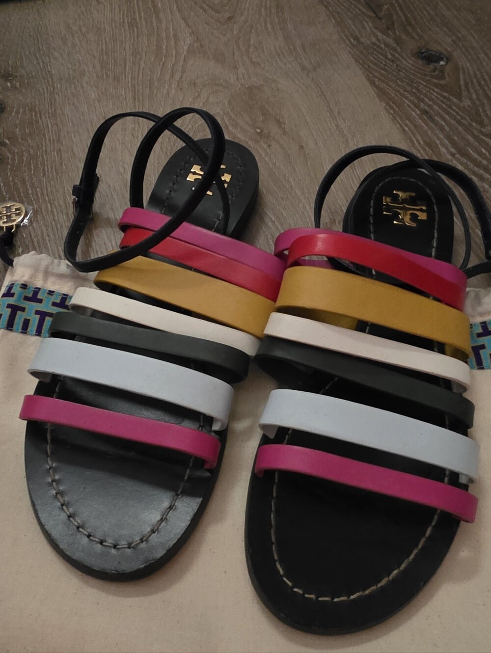 Tory Burch Multi-Color Strap Flat Sandals 6.5